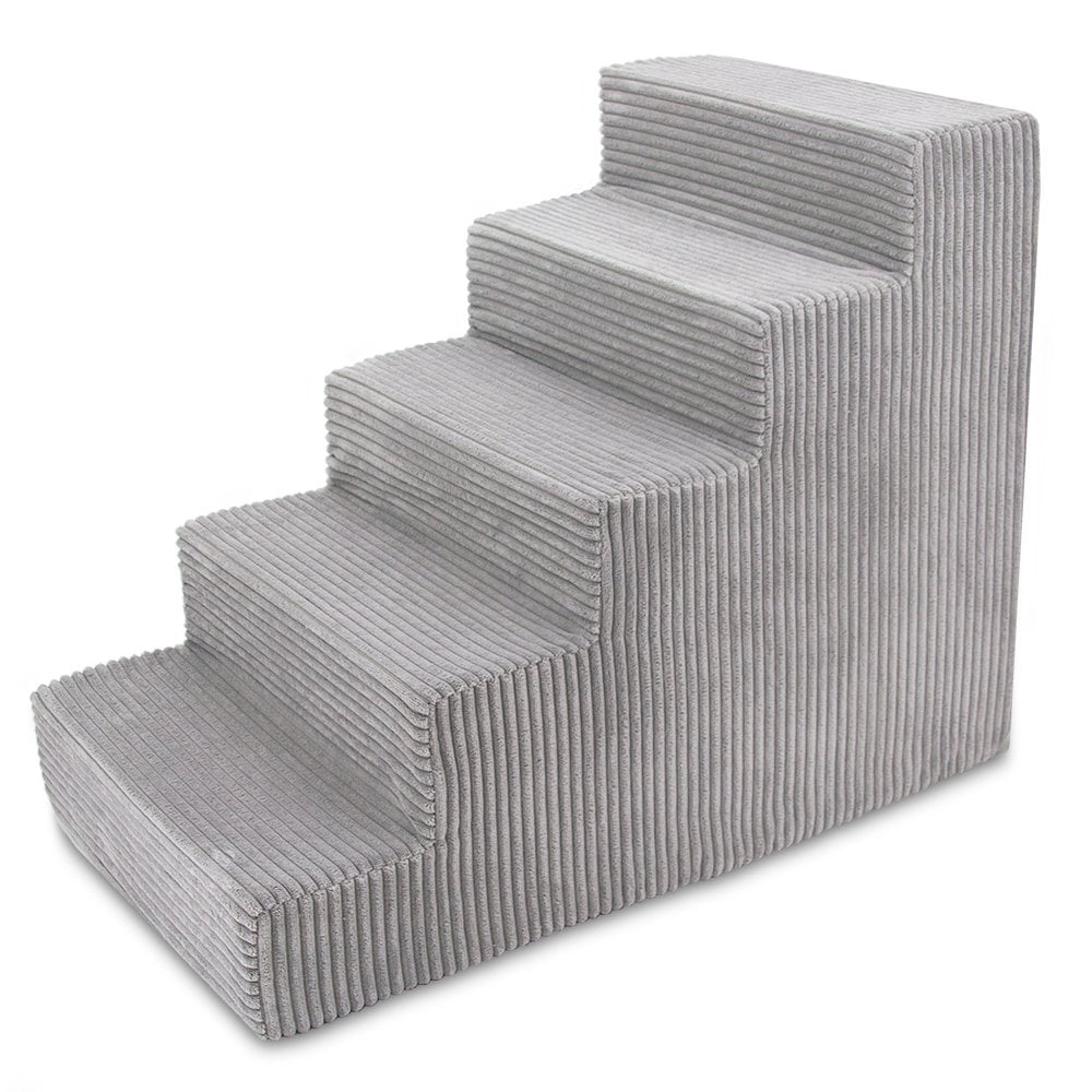Best Pet Supplies Grey Corduroy Foam Pet Stairs 5Step, Wide (16 x 22.5 x 30 inches) Walmart