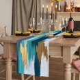 thumbnail image 2 of Modern Teal Green 36 Inch Table Runner, Abstract White Gold Oil Painting Farmhouse Dresser Scarf Cotton & Linen Tablerunner for Dining/Kitchen Island/Holiday Party Décor Small 13" x 36", 2 of 9