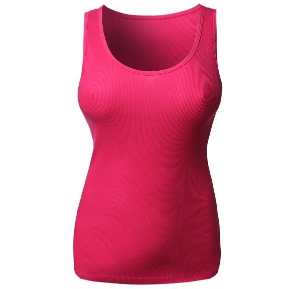 FashionOutfit Women's Basic Solid Sleeveless Scoop Neck Cotton Ribbed Tank Top