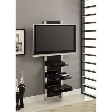 AltraMount Black and Chrome Wall Mount TV Stand for TVs up to