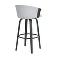 thumbnail image 4 of Benjara Oja 26 Inch Swivel Counter Stool Chair, Light Gray Fabric, Curved, Black, 4 of 5