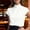 White, variant on Summer Office Satin: Women's High Neck Short Sleeve Blouse with Ruffle Trim for Elegant Professional Style Violet,S