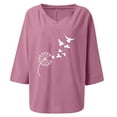thumbnail image 4 of YUNAFFT Womens Tops Casual Loose Fashion Women's Fashion Printed V- Neck Three Quarter Sleeve T-shirt Blouse Loose Tops On Sale, 4 of 5