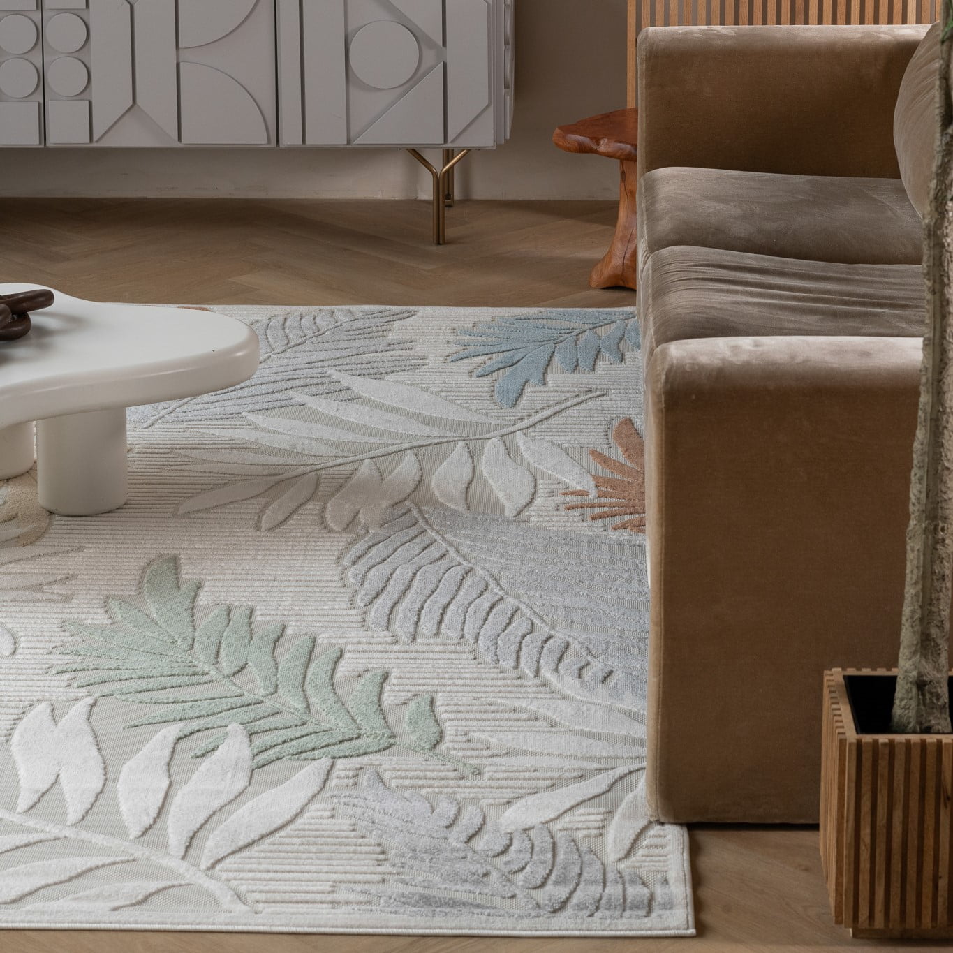 Rug Branch Alfombra Abstract Indoor Outdoor Area Rug, Cream Beige, Floral - Living Room, Bedroom, Dining Room, and Kitchen