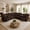 Brown, variant on Power Reclining Sectional Sofa with Wireless Charger,6-Seater Faux Fur Sectional with Recliners,Hidden Cup Holders,Storage Console,USB & Type-C Ports,Brown