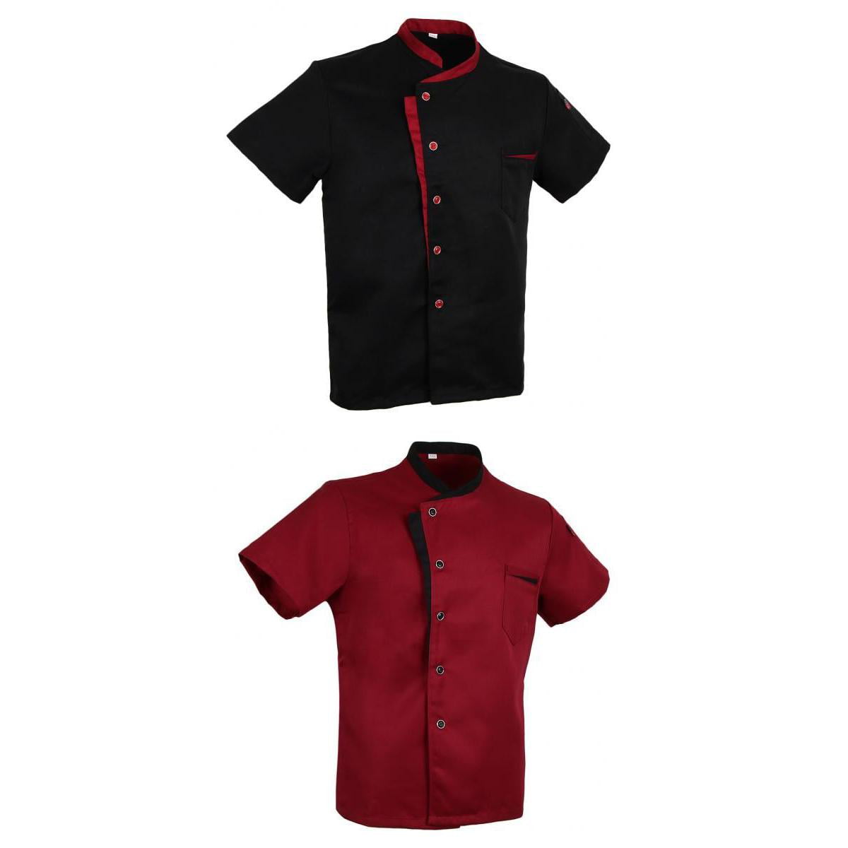 Single-breasted Chef Jackets Coat Short Sleeves Shirt Kitchen Uniform Unisex 