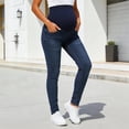 thumbnail image 6 of QIUOMBBP Over Belly Maternity Jeans for Women Skinny Stretchy Denim Trousers Comfy Slim Pregnancy Pants with Pockets Blue L, 6 of 7