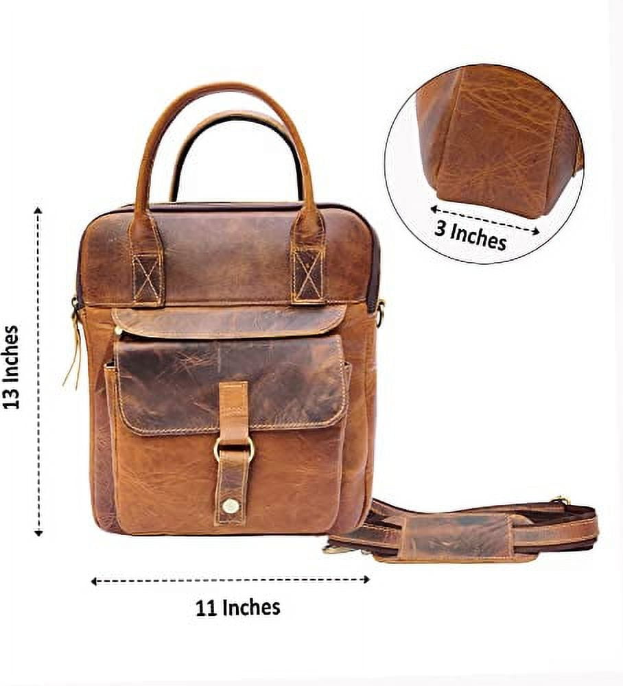 Hulara Genuine Leather Messenger Bag Vertical 13 For Men And Women Computer Bags With Vintage Look Cross Body Shoulder Bags For Business Travel Office School Walmart
