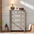 thumbnail image 3 of LELELINKY Farmhouse 6 Drawer Dresser, 43.5" Tall Chest of Drawers for Bedroom, Wood Storage Dressers Organizer for Living Room Hallway Closet, Grey, 3 of 9