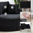 thumbnail image 3 of 55'' Oversized Upholstered Sofa Bed, Round Chaise Lounge Chair Indoor, Fluffy Plush Chaise Lounge with 3 Pillows, Modern Velvet Cloud Couch with Deep Seat, for Living Room Apartment, Black, 3 of 8