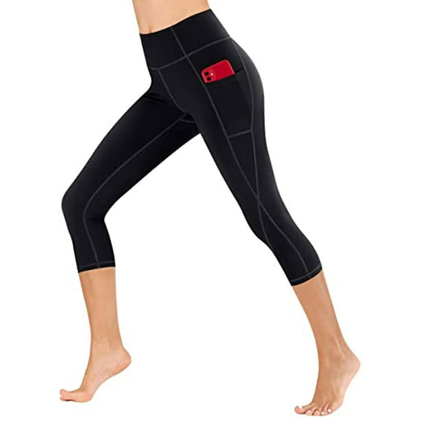 Women's Capri Leggings Workout Yoga Running Athletic Workout Capris High  Waisted Pull On Cropped Leggings with Pockets