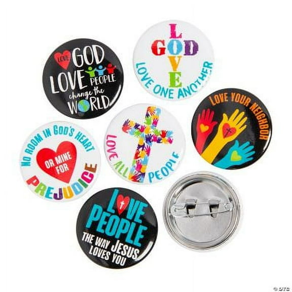 Love God Love People Mini Buttons - 48 Pc., Religious, Jewelry, 48 Pieces