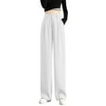 thumbnail image 2 of Dyfzdhu Wide Leg Pants for Women Elastic High Waisted Straight Suit Pants Loose Dress Pants With Pockets White, 2 of 4