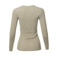 thumbnail image 3 of A2Y Women's Basic Solid Long Sleeve V Neck Fitted Thermal Top Shirt Oatmeal M, 3 of 6