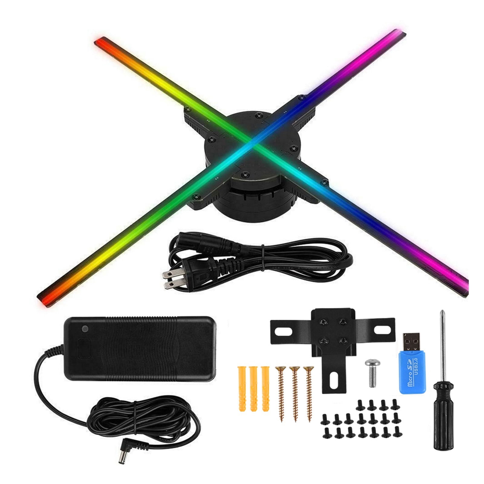 Hologram Projector Fan Wifi 3d Holographic RGB0805 LED Party Decorations Holograms Fan Advertising Machine Rotating Imagin 56CM ,Holographic Video Projector