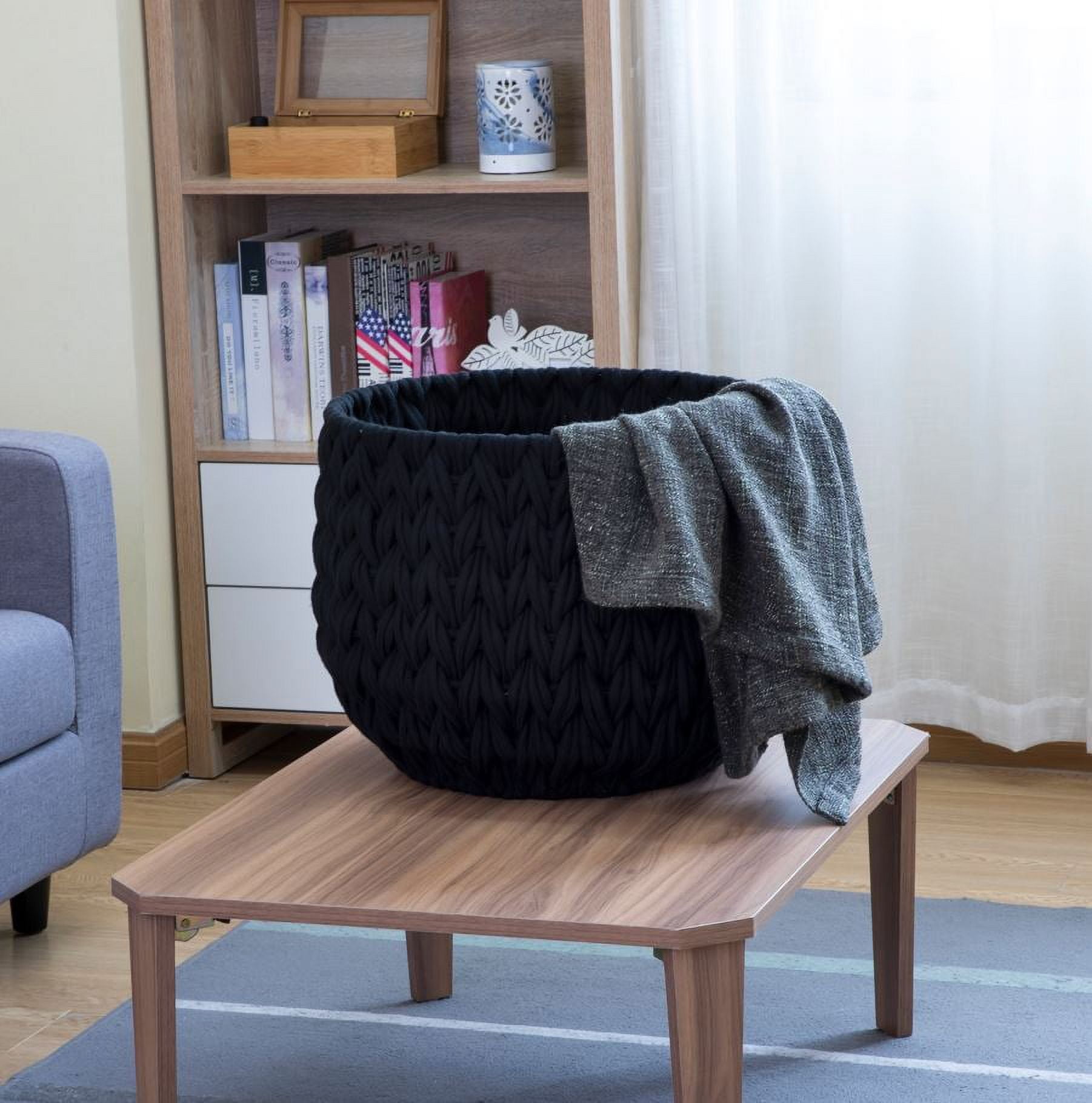 Better Homes & Gardens Closed Weave Polyester Black Decorative Storage Basket