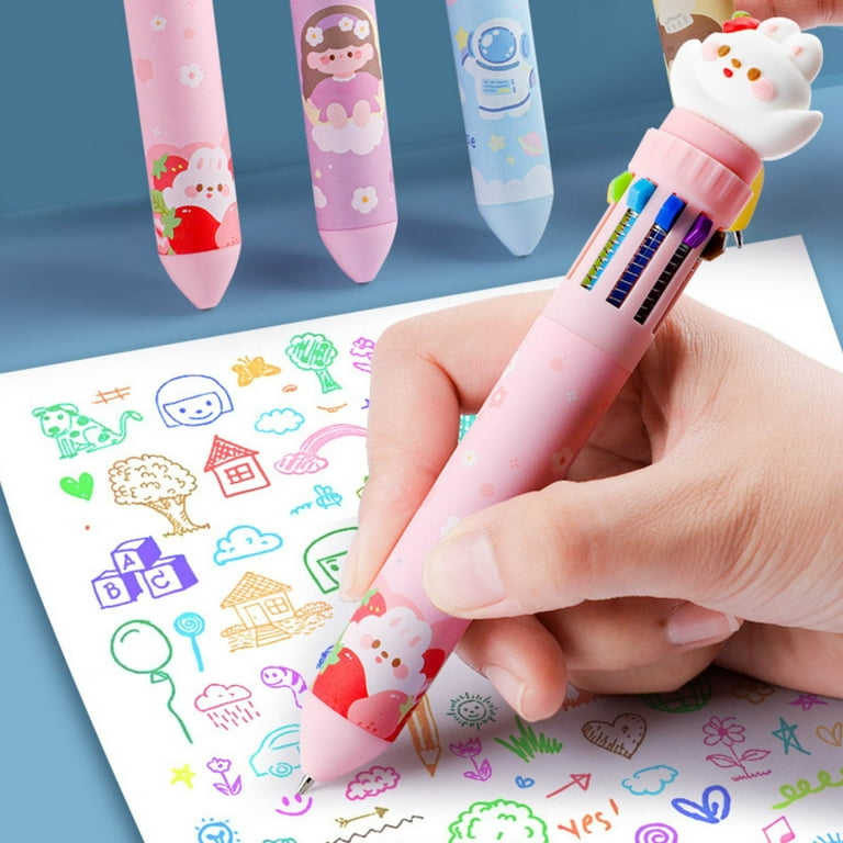 Cute Multicolor Pen, 10-In-1 Colored Multi Color Pen, Ink