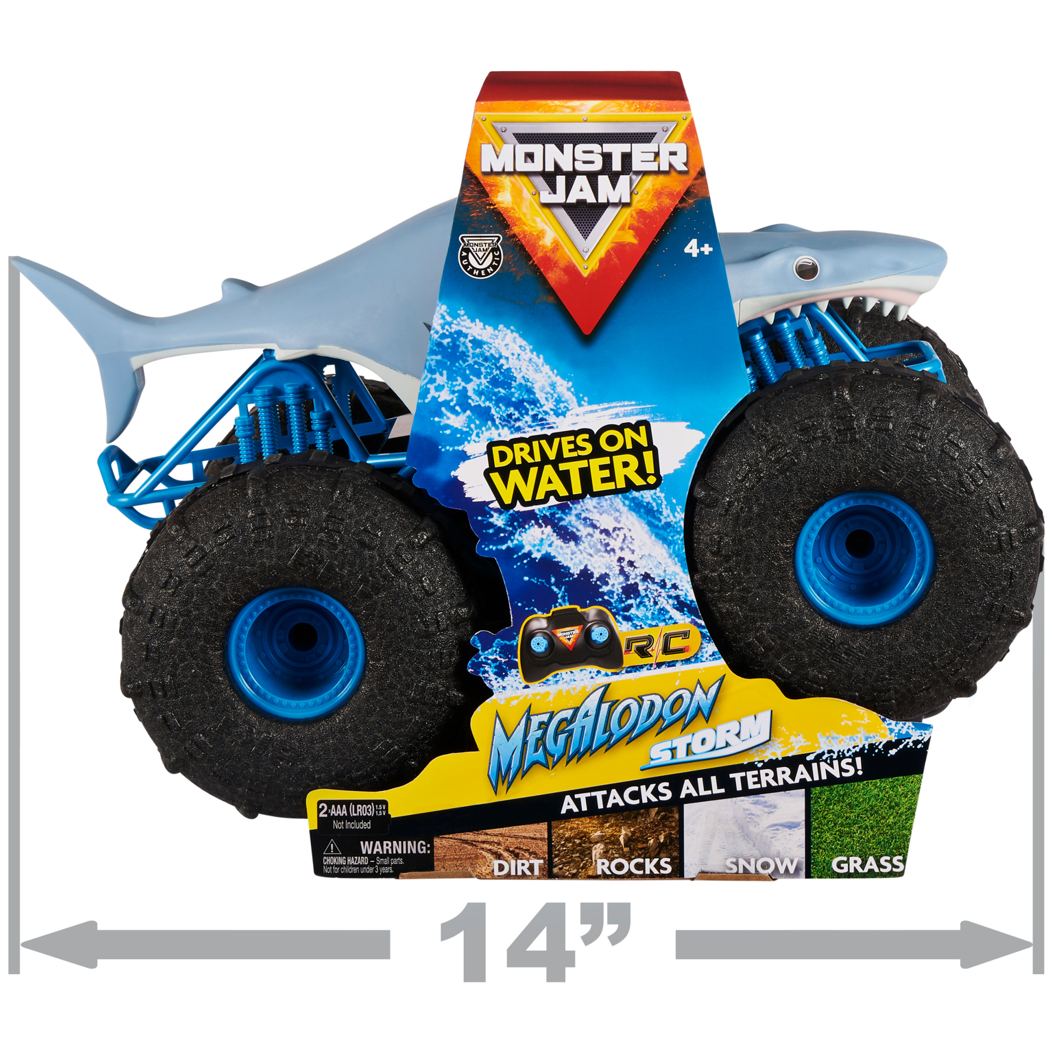 Monster Jam, Official Megalodon Storm All-Terrain Remote Control Monster Truck for Boys and Girls, 1:15 Scale, Kids Toys for Ages 4-6+ - image 4 of 12