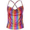 thumbnail image 1 of Allegra K Top De Camisola Cuello Redondo Escote Metálico Brillante Correa De Espagueti Blusa Sin Mangas Para Mujer Multicolor Rojo L, 1 of 6