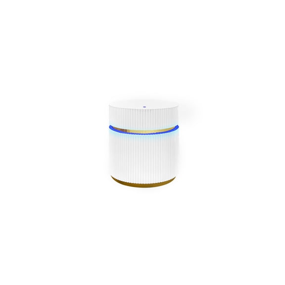 Tavita 19.5" Round White Wood Side Table with Glass Top and LED Lights