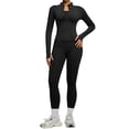 thumbnail image 2 of Women's Zipper Jacket and Leggings Set, High Waist Workout Outfit with Tummy Control, Butt Lifting Yoga Pants and Long Sleeve Top for Running, Gym, Yoga and Casual Sportswear Black, 2 of 7