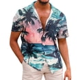 thumbnail image 1 of Shirt For Men Casual Fashion Summer Short Sleeve Buttons Printed T Shirt Top XL, 1 of 5