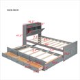 thumbnail image 4 of Gzxs Twin Size Captain Bed with Trundle and 3 Drawers, Modern Wood Platform Bed Frame with Storage Headboard and Charging Station, Gray, 4 of 8