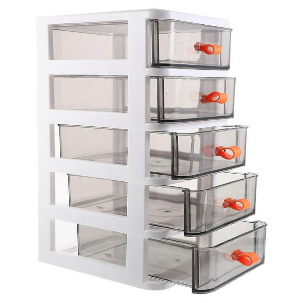 White Desk Organizer with Drawer Style Storage Case for Makeup and Cotton Swabs 7.5 x 4.2 x 5.3 inches