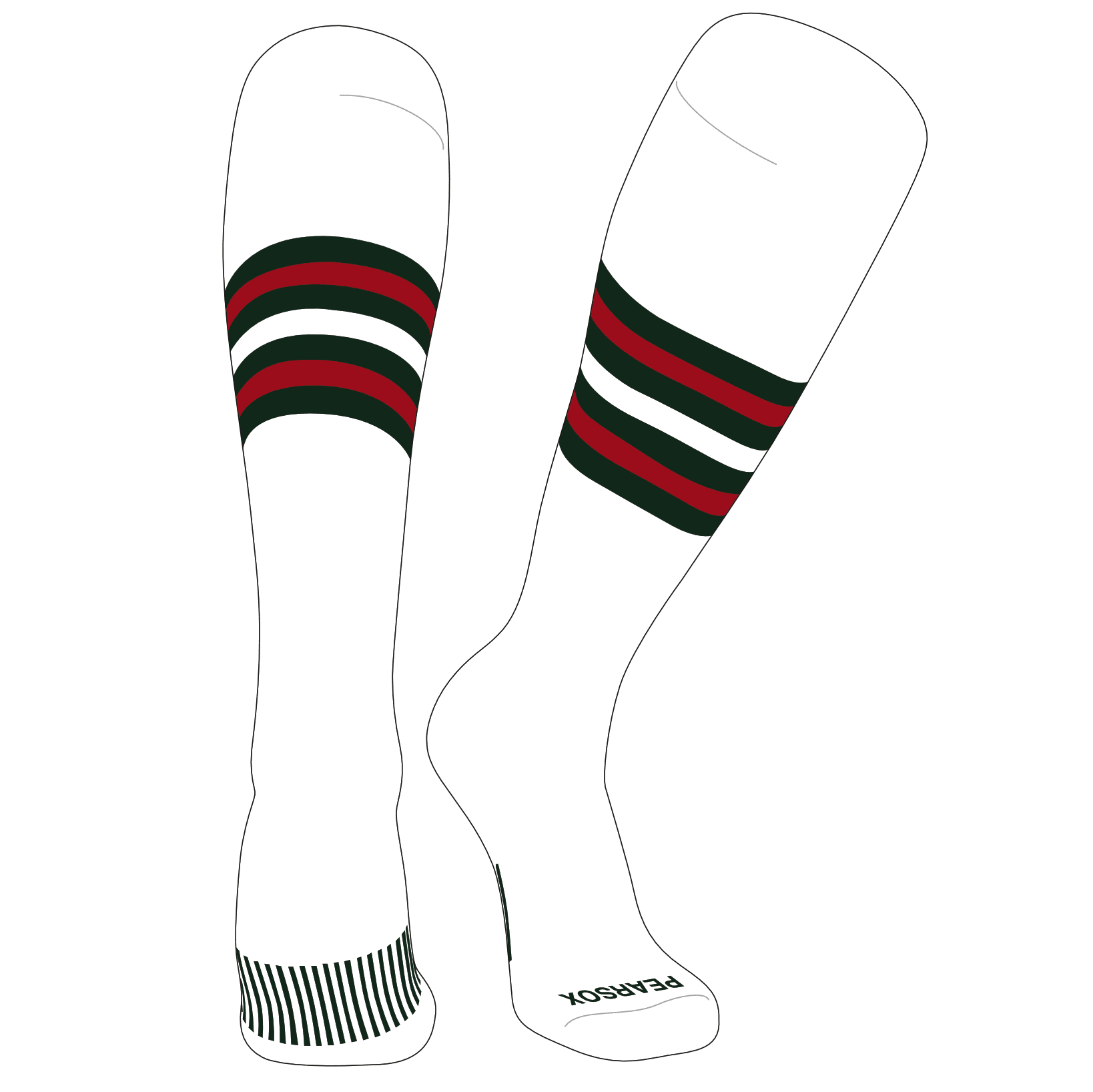 White/Dark Green Pearsox Athletic All In One Knee High Stirrup Socks 