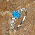 thumbnail image 4 of Oval White Opal Moon Ring Jewelry Zirconia Band Elegant Stackable Ring for Women, 4 of 4