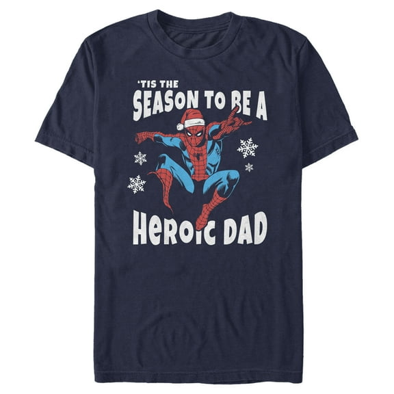 Men's Marvel Spider-Man Dad 'Tis the Season  Graphic Tee Navy Blue Medium