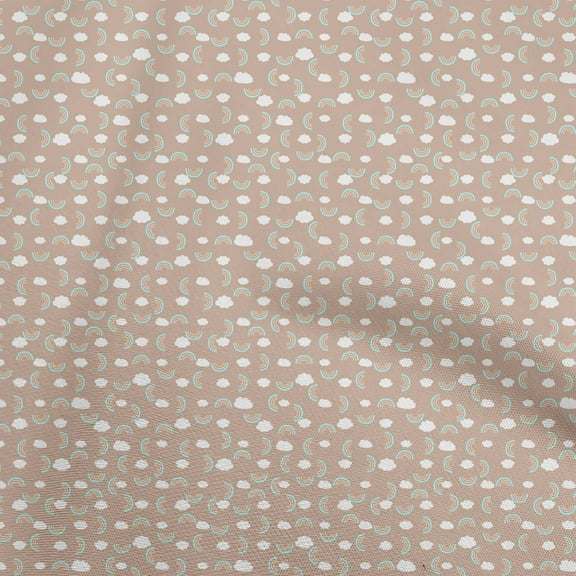 oneOone Cotton Silk Light Brown Fabric Cloud Sewing Craft Projects Fabric Prints By Yard 42 Inch Wide
