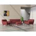thumbnail image 4 of Browning Red Ottoman with Angular Legs Deep Tufting And Stitching Details, 4 of 4