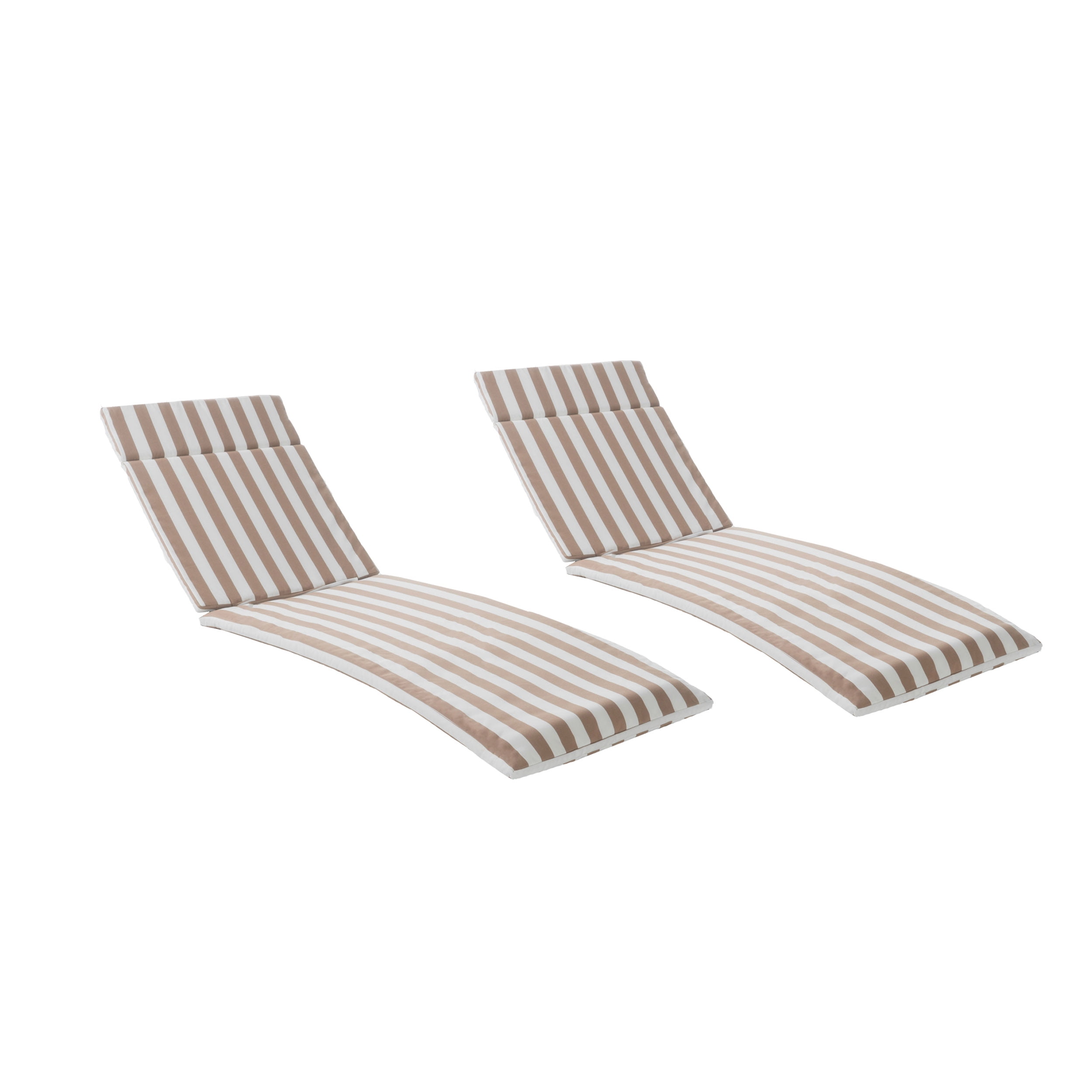 Anthony Outdoor Chaise Lounge Cushions, Set of 2, Brown and White Stripe