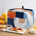 thumbnail image 2 of Toaster Cover 2 Slice, Blue Burnt Orange Dustproof Bakeware Oven Protector with Top Hook, Geometric Modern Oil Painting Waterproof Small Kitchen Appliance Toasters Dust Cover, 12"x7.5"x8", 2 of 9