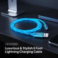 thumbnail image 3 of Powertek MFi-Certified Light-Up USB-A to Lightning Charging Cable, 5 ft, Blue, 3 of 7