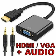 HDMI to VGA Converter Adapter, Gold-Plated HDMI to VGA Converter Adapter Cable for Computer, Desktop, Laptop, PC, Monitor, Projector - Black