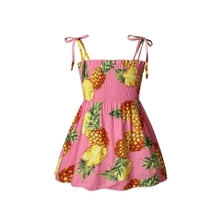 

Toddler Baby Girls Slip Dress Sleeveless Straps Floral Elastic Sundress Summer