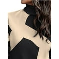 thumbnail image 3 of FASHIONWT Women Colorblock Office Lady Frock Stand-Up Collar Ruched Hem Bodycon Dress, 3 of 4