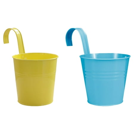 

2pcs Iron Flower Buckets Flower Hanging Bucket Decorative Plant Buckets