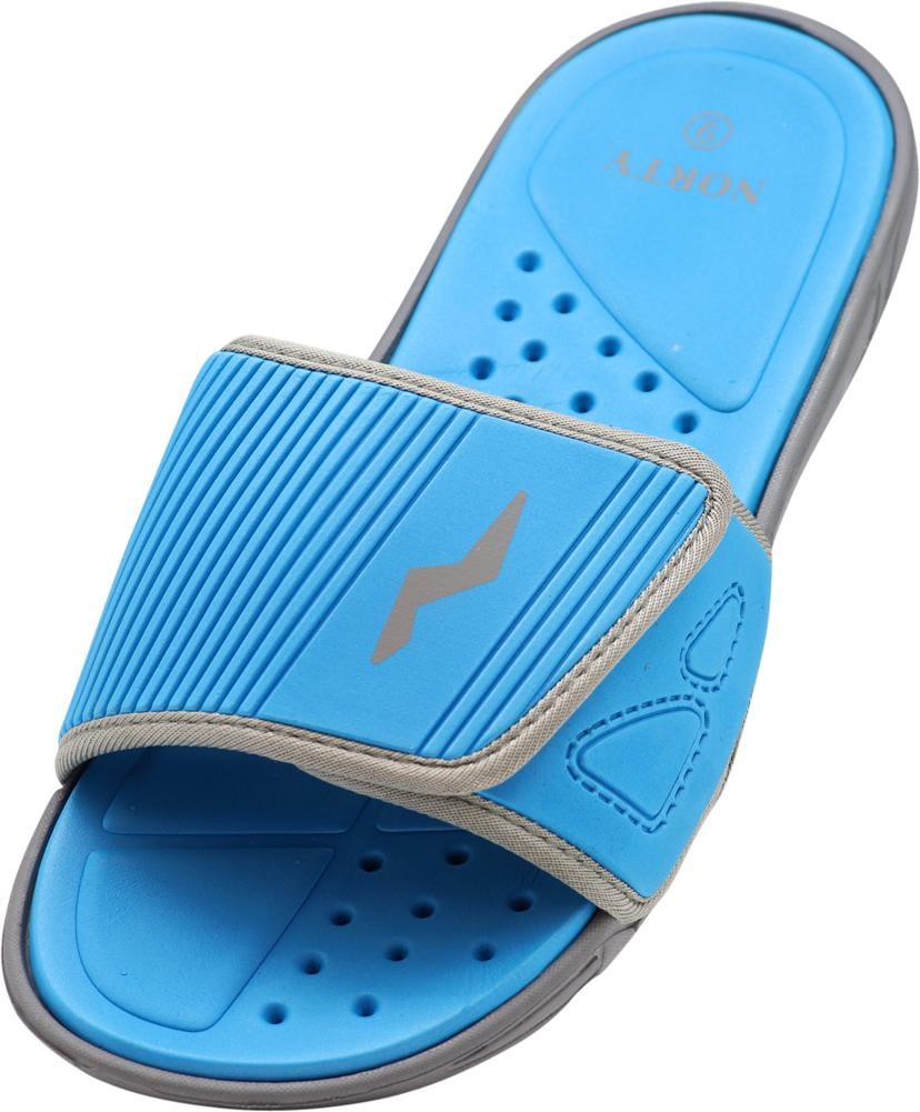 blue slide sandals