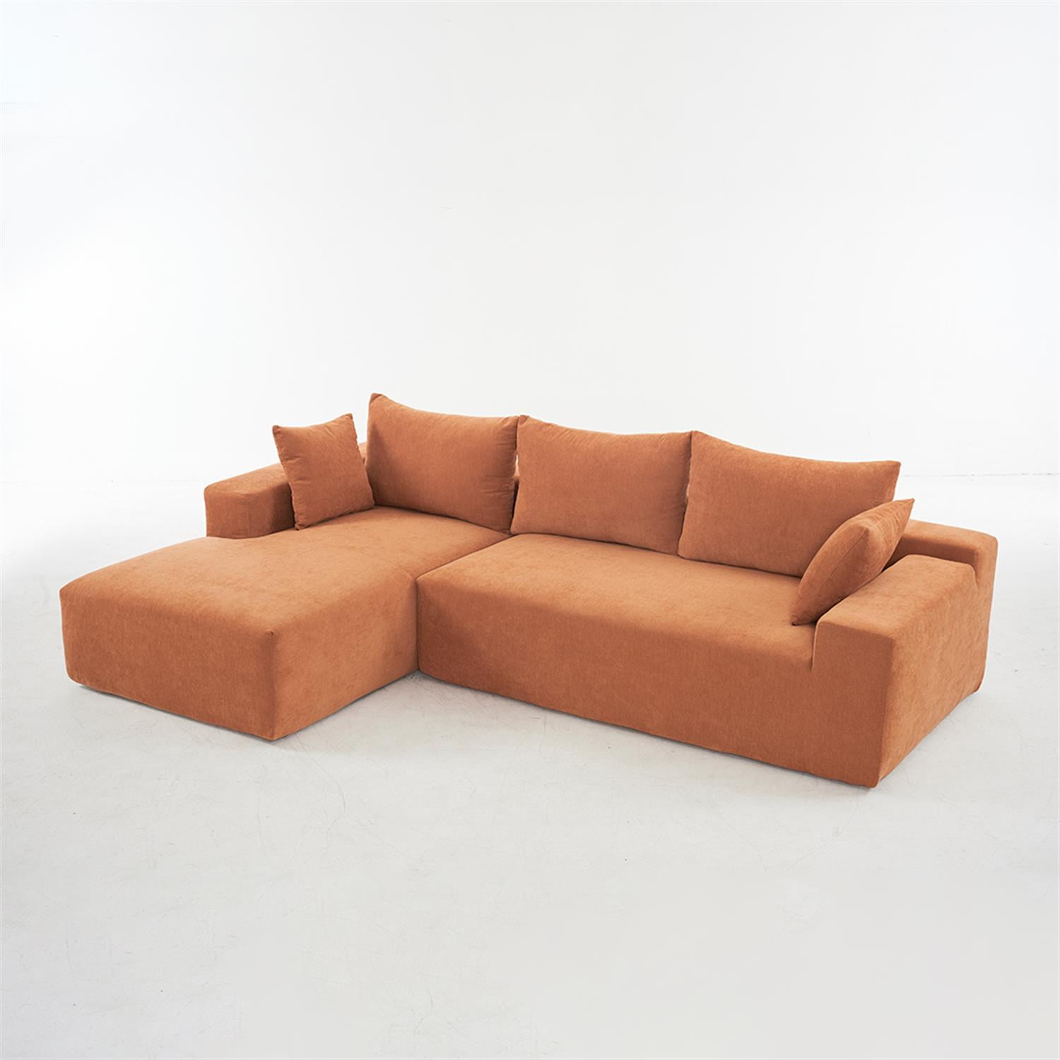 Demi Bonn 108"x68" Extra-Deep Modular Cloud Sofa - 4-Person Chenille Sleeper Couch for Living Room Furniture, No Assembly Needed, Orange