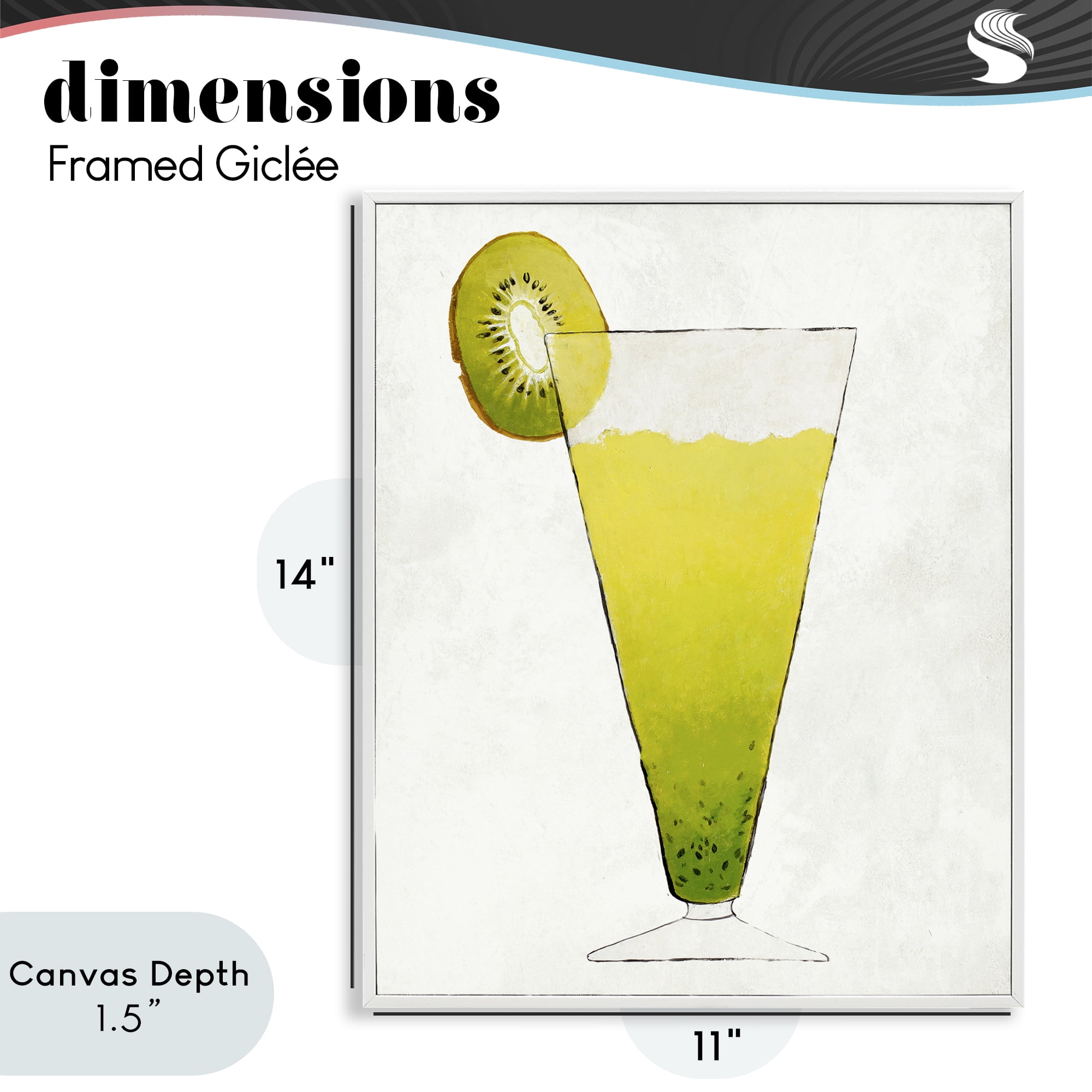 Stupell Industries Summer Cocktail Kiwi Slice White Framed Giclee Art, design by Lorenzo Collective