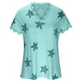 thumbnail image 3 of Samickarr Plus Size Summer Tops For Women Tops Dressy Casual Tunic Tops To Wear With Leggings Women's Summer V-neck Casual Comfortable Star Print Sexy Lace Atmosphere Feeling Lace T-shirt, 3 of 5