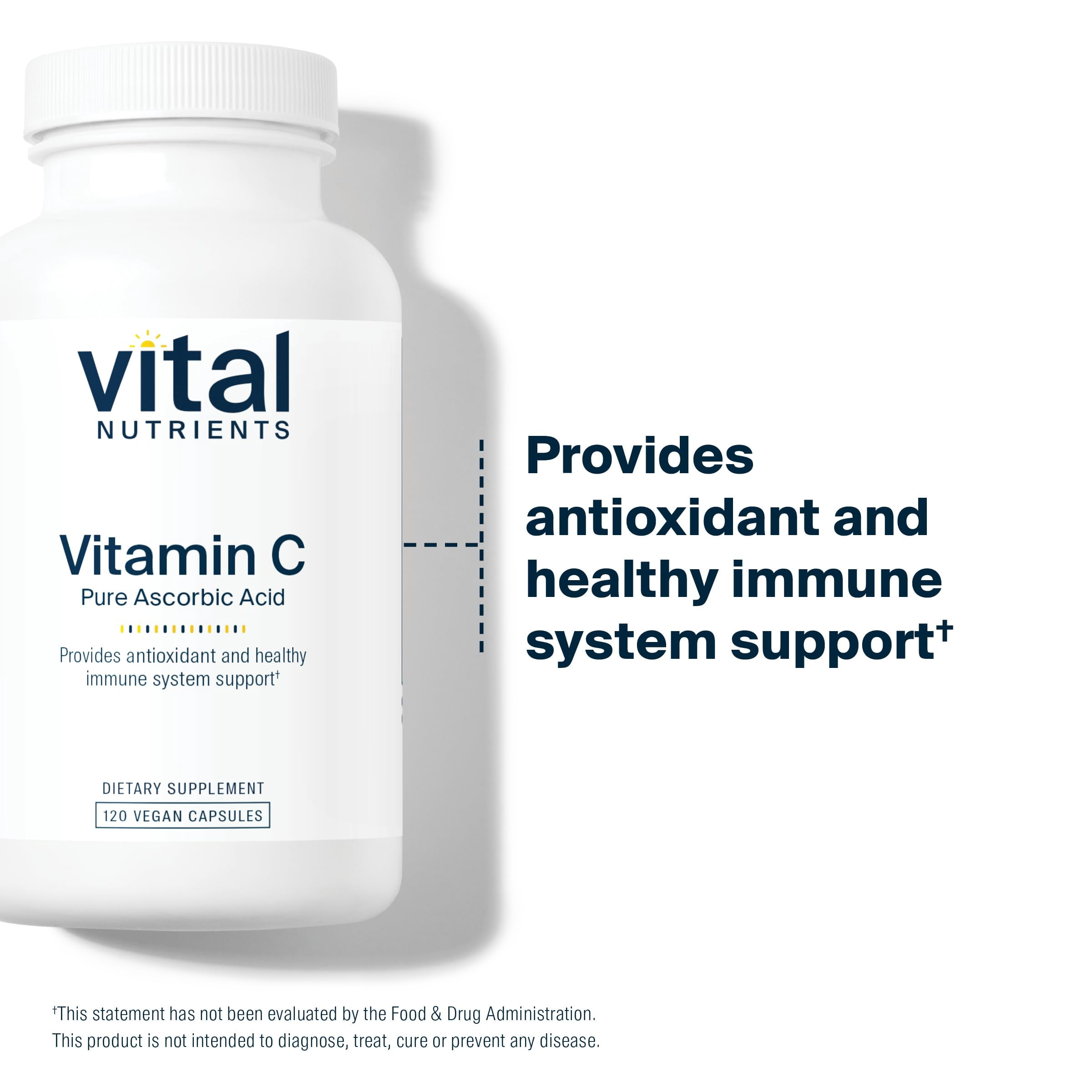 Vital Nutrients Vitamin C 1000mg (100% Pure Ascorbic Acid) | Vegan Antioxidant Supplement for Immune Support and Iron Absorption | Gluten, Dairy and Soy Free | Non-GMO | 120 Capsules
