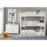 Better Homes & Gardens Tristan Kids Convertible Triple Bunk Bed, Twin Over Twin Over Twin, White