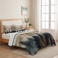 thumbnail image 5 of King Quilt Set 96''x106'', Tan Forest Lightweight Summer Bedspread Coverlet Set with 2 Pillow Shams, Trees Woods Vintage Natural Watercolor Breathable All Season Quilt Bedding for Bedroom/Guest Room, 5 of 9
