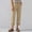 B_ Khaki, variant on Womens Elastic-Waist Ankle Pants with Cutwork Embroidered Hem and Solid Tone, Vintage Style for retro casual daily looks Yellow L