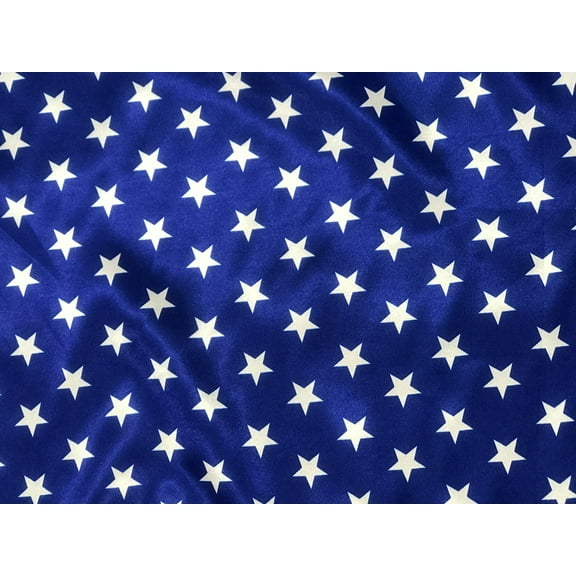 Patriotic stars on soft satin, 60" wide, sells by the yard, Royal Blue