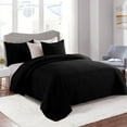 thumbnail image 1 of JML 3 Pieces Queen Quilt Set, Soft Lightweight Microfiber Bedspread,1 Quilt 2 Shams, Black, 1 of 6